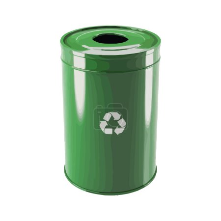 Illustration for Recycling green trash bin over white - Royalty Free Image