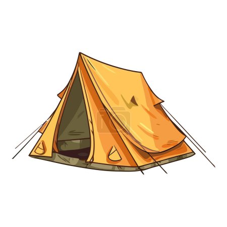 Ilustración de Aventura camping en la naturaleza con cúpula tienda aislada - Imagen libre de derechos