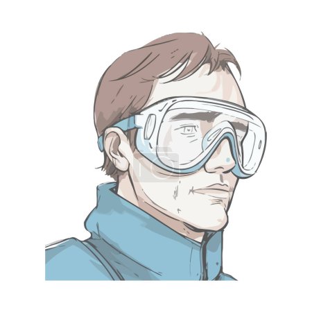 Ilustración de Hombre llevar unas gafas de seguridad sobre blanco - Imagen libre de derechos