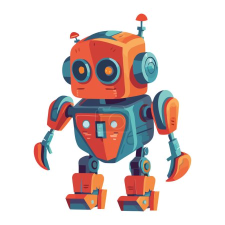 Téléchargez les illustrations : Robot futuriste cyborg sur blanc - en licence libre de droit