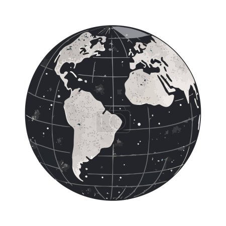 Ilustración de Símbolo de comunicación global en el mapa del mundo azul aislado - Imagen libre de derechos