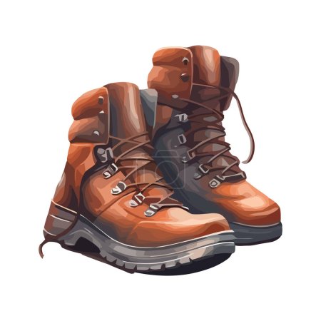 Illustration for Leather hiking boots over white - Royalty Free Image
