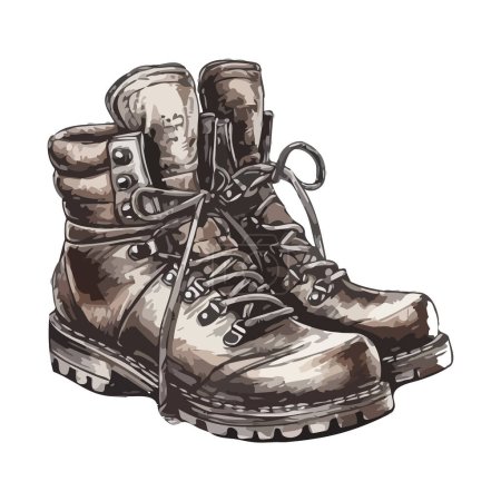 Illustration for Old fashioned military work boots over white - Royalty Free Image