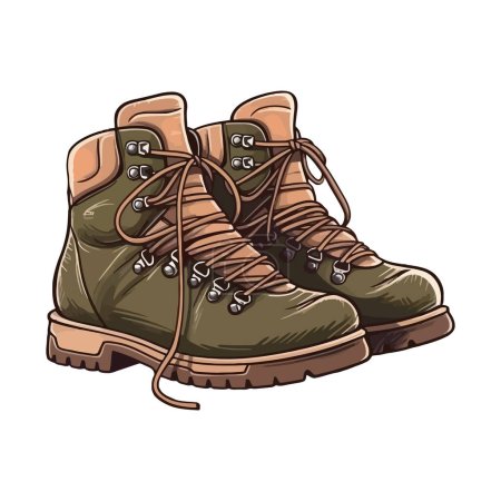 Téléchargez les illustrations : Chaussure de randonnée et paire de chaussures de sport sur blanc - en licence libre de droit