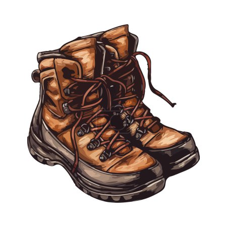 Illustration for Pair of leather hiking boots for men over white - Royalty Free Image