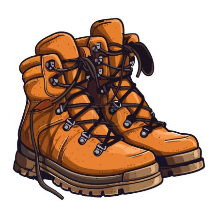 Illustration for Sporty man leather hiking boots over white - Royalty Free Image