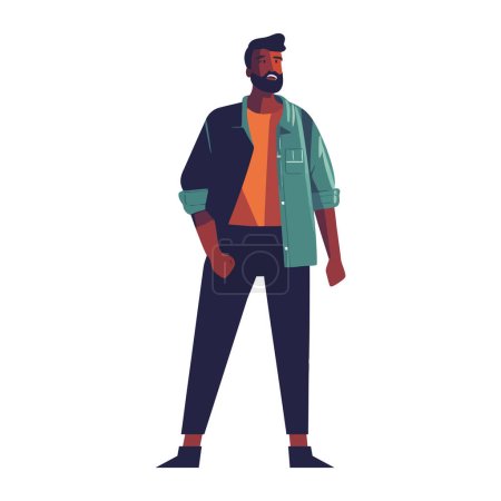 Illustration for Modern man walking with happiness over white - Royalty Free Image