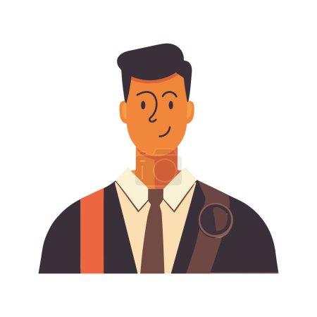 Ilustración de El exitoso hombre de negocios avatar sonriendo sobre blanco - Imagen libre de derechos