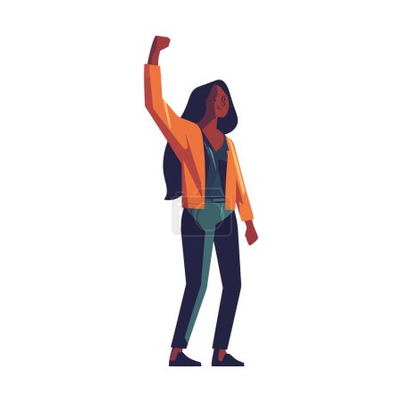 Illustration for One person standing holding fist up over white - Royalty Free Image
