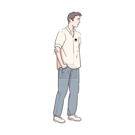 Ilustración de Un hombre de pie en jeans sobre blanco - Imagen libre de derechos