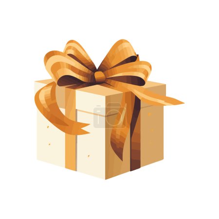 Illustration for Birthday gift wrapped in shiny yellow packaging over white - Royalty Free Image