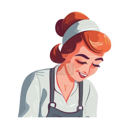 Ilustración de Chef sonriente en delantal sobre blanco - Imagen libre de derechos