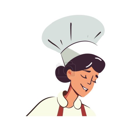 Illustration for Cheerful chef smiling while cooking over white - Royalty Free Image