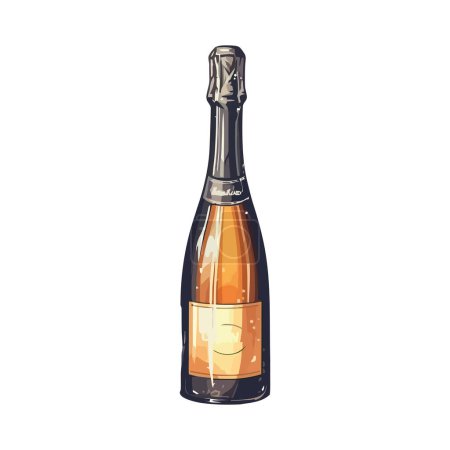 Ilustración de Botella de vino transparente sobre blanco - Imagen libre de derechos