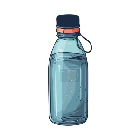 Transparent plastic bottle with fresh blue liquid over white