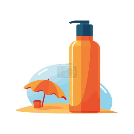 Illustration for Summer beauty care Moisturize, protect, and relax over white - Royalty Free Image