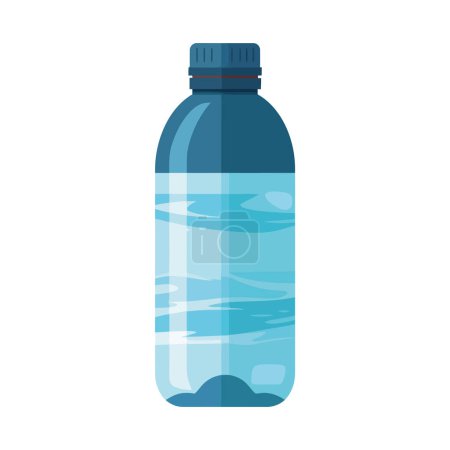 Illustration for Transparent plastic water bottle with blue label over white - Royalty Free Image