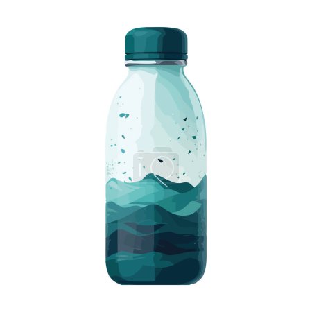 Ilustración de Botella de vidrio transparente con refresco sobre blanco - Imagen libre de derechos
