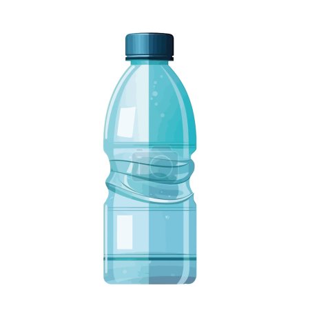 Téléchargez les illustrations : Eau purifiée en bouteille bleue pour rafraîchissant sur blanc - en licence libre de droit