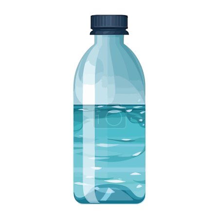 Ilustración de Botella de plástico transparente con agua purificada sobre blanco - Imagen libre de derechos