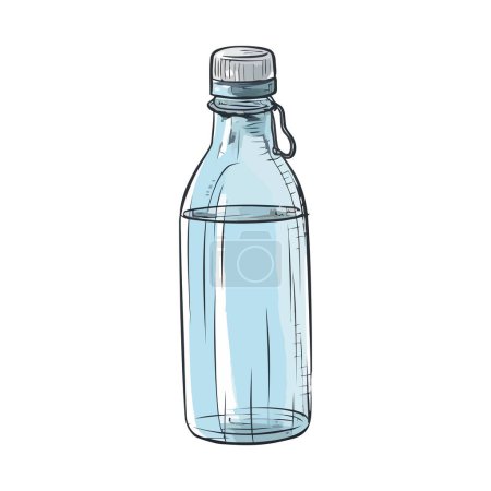 Illustration for Fresh drink in a transparent glass bottle over white - Royalty Free Image