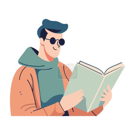 Ilustración de Una persona leyendo libro sobre blanco - Imagen libre de derechos