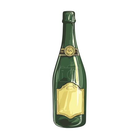 Illustration for Wine bottle illustration over white - Royalty Free Image