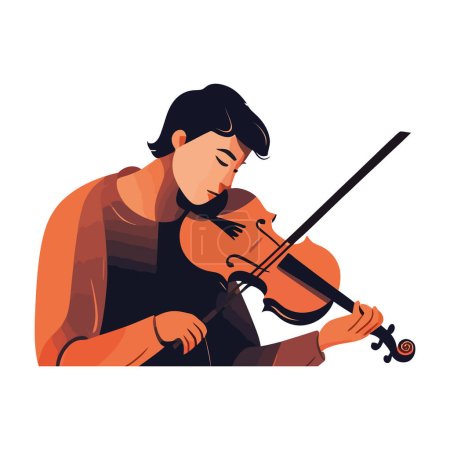 Téléchargez les illustrations : Un musicien jouant du violon sur du blanc - en licence libre de droit