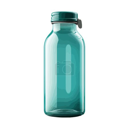 Ilustración de Agua potable fresca en botella de vidrio transparente sobre blanco - Imagen libre de derechos