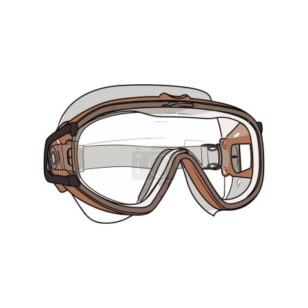 Ilustración de Gafas de natación para aventura submarina sobre blanco - Imagen libre de derechos