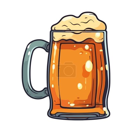 Ilustración de Cerveza espumosa en un vaso de cerveza sobre blanco - Imagen libre de derechos