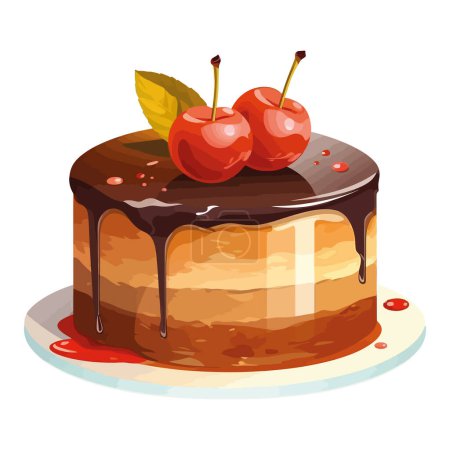 Illustration for Sweet berry cheesecake over white - Royalty Free Image