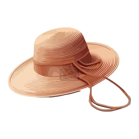 Ilustración de Sombrero de paja para el verano y viajar sobre blanco - Imagen libre de derechos