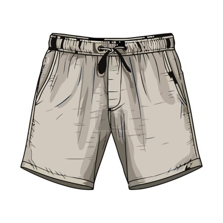 Téléchargez les illustrations : Pantalon en denim à la mode avec plusieurs poches sur blanc - en licence libre de droit