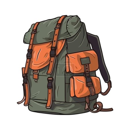 Illustration for Backpacker hiking for adventure over white - Royalty Free Image