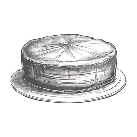 Ilustración de Plato de postre dulce con crema de chocolate sobre blanco - Imagen libre de derechos