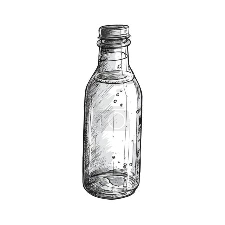 Illustration for Refreshing liquid in glass bottle over white - Royalty Free Image