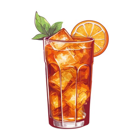 citrus cocktail in transparent drinking glass over white