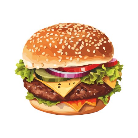 Illustration for Grilled cheeseburger design over white - Royalty Free Image