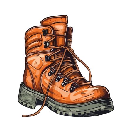 Ilustración de Vieja bota de senderismo de cuero sobre blanco - Imagen libre de derechos