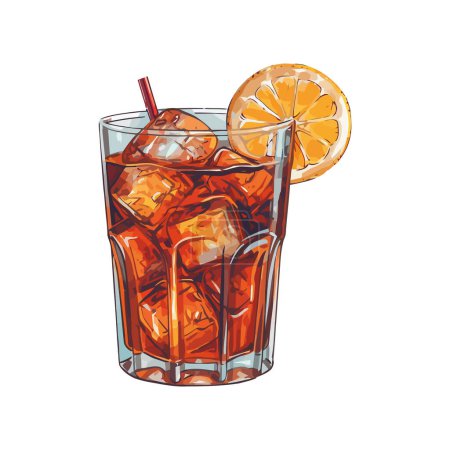 Illustration for A refreshing citrus cocktail in a glass over white - Royalty Free Image