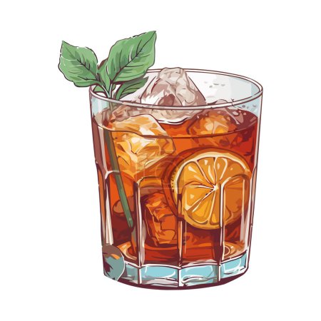 Illustration for Refreshing citrus mojito in a glass over white - Royalty Free Image