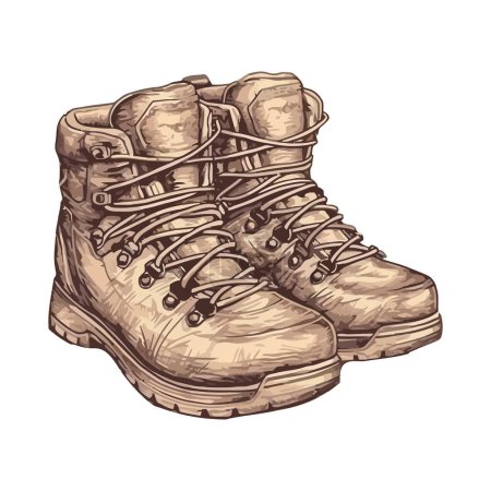 Illustration for Pair of leather boots with dirty shoelaces over white - Royalty Free Image