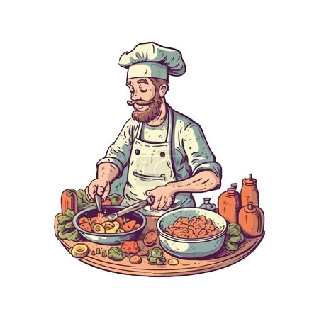 Illustration for One cheerful chef smiling over white - Royalty Free Image