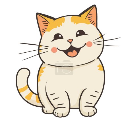 Illustration for Happy cute kitten mascot icon isolated - Royalty Free Image