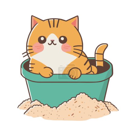 Illustration for Cute kittten in a bucket icon isolated - Royalty Free Image