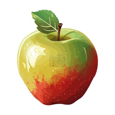Illustration for Fresh apple, ripe and juicy, nature snack icon isolated - Royalty Free Image