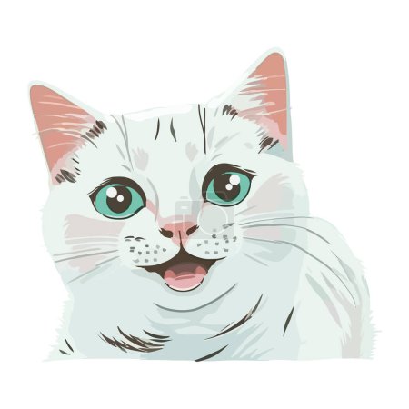 Illustration for Cute kitten with fluffy fur and whiskers icon isolated - Royalty Free Image