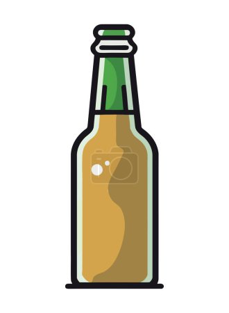 Illustration for Frothy beer bottle icon with refreshing drop icon isolated - Royalty Free Image