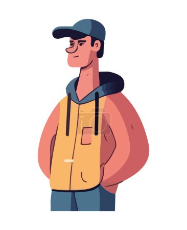 Illustration for Young Man in sport clothes and cap icon isolated - Royalty Free Image